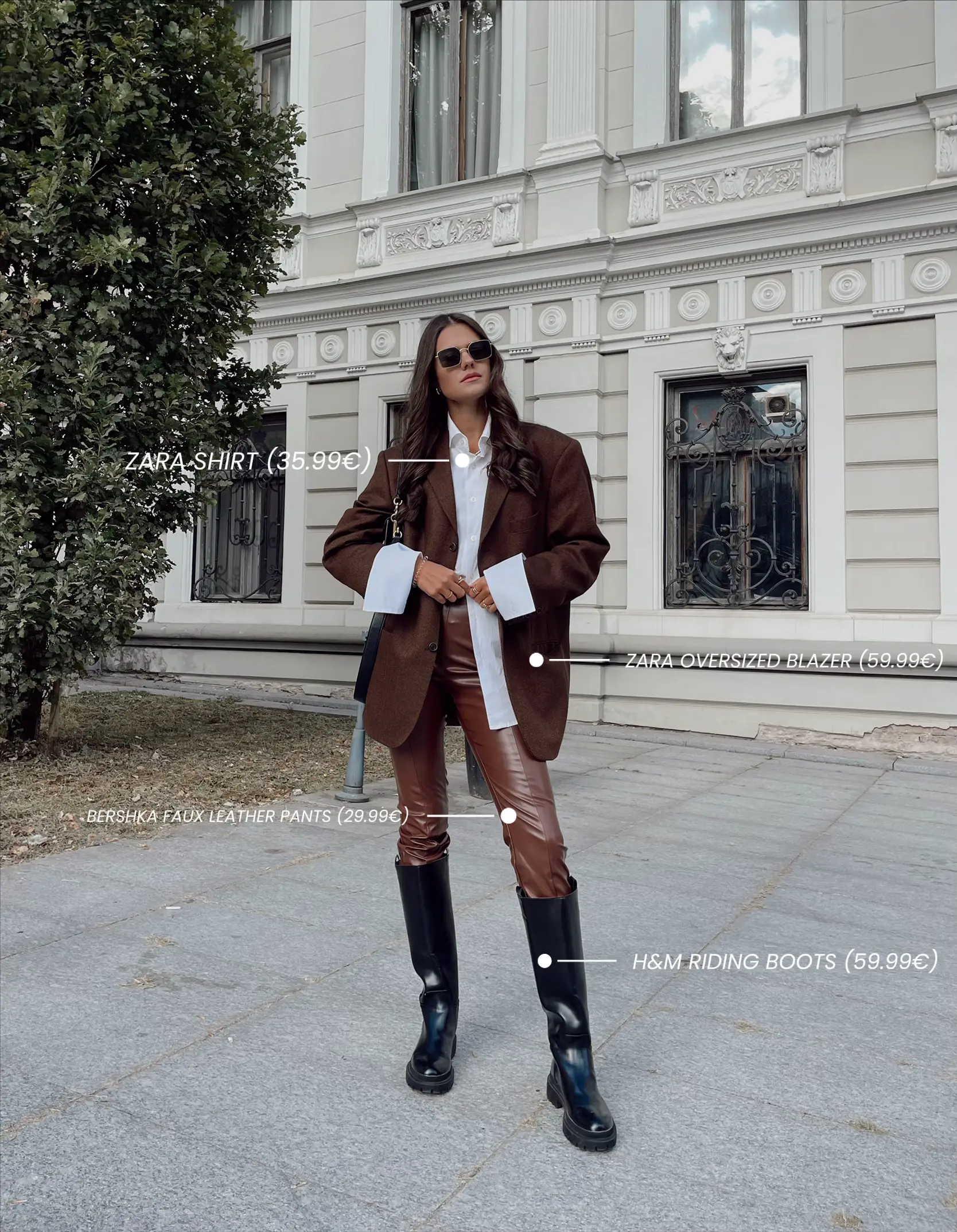 Bershka faux leather legging in brown