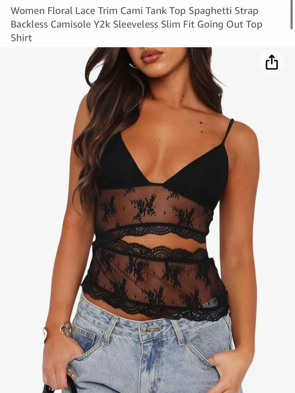 SHENHE Women's Floral Lace Casual Camisole Cami V Neck Lingerie Bustier  Spaghetti Strap Bralette Crop Tank Tops Black XS at  Women's Clothing  store
