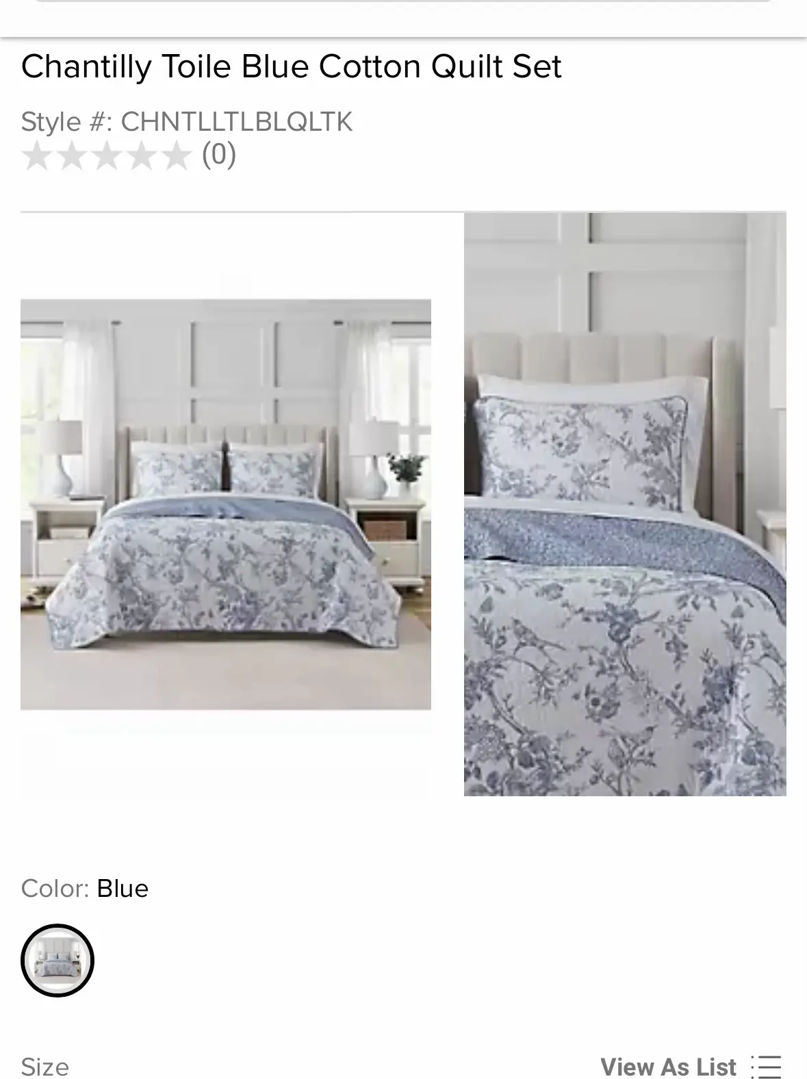 Chantilly Toile Blue and White Bird and Floral Mini Quilt Set Bedding