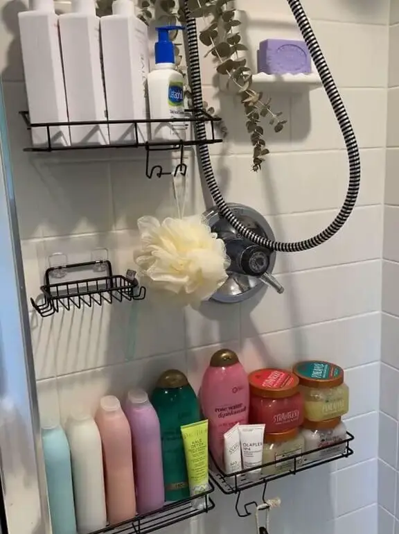 Moforoco Over The Door Shower Caddy, Hanging Shower Organizer Storage,  4-Tier Black Shower Head Rack Shelves for Inside Shower, Home Decor  Bathroom