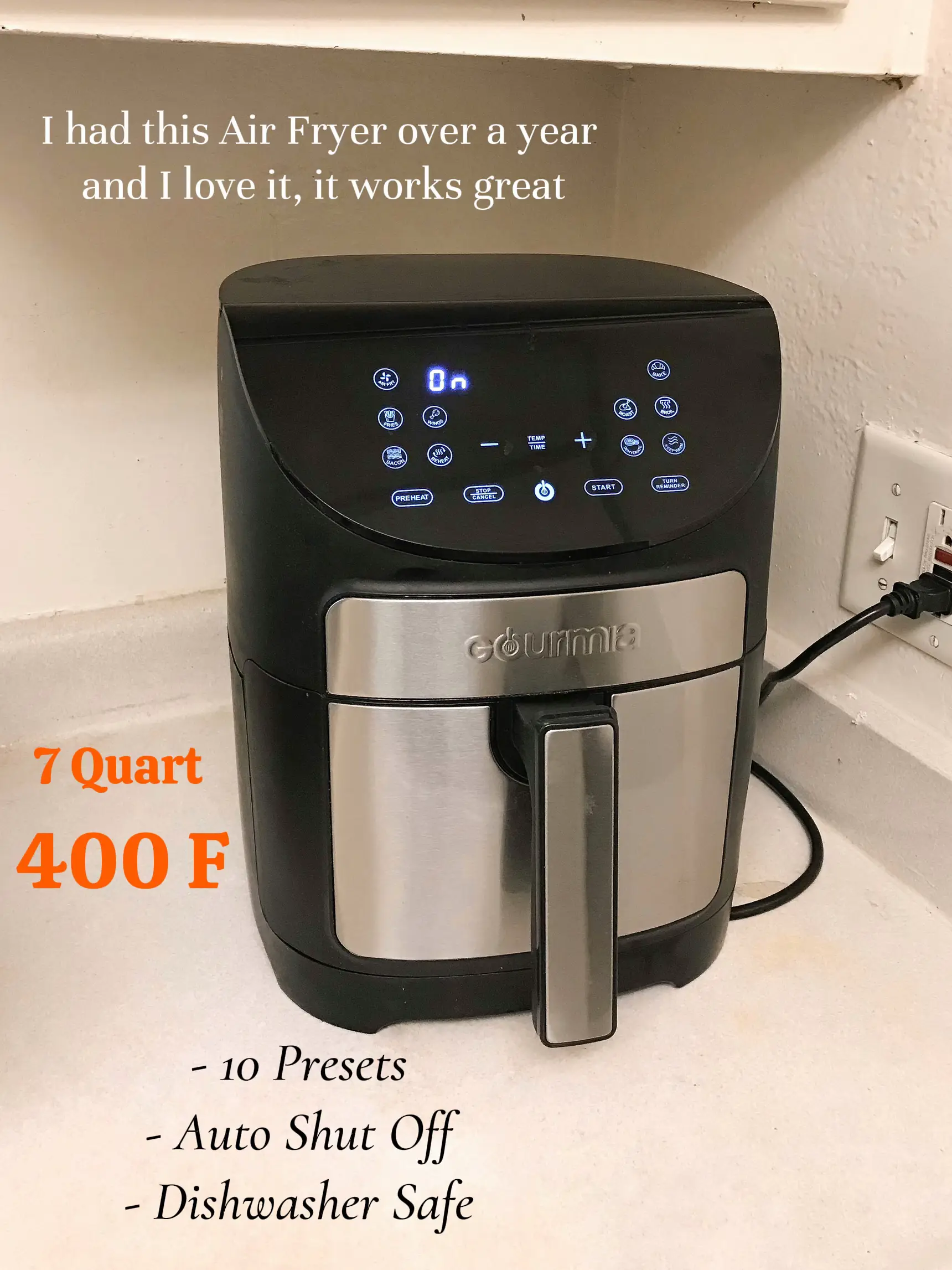 CROWNFUL 7 Quart Air Fryer, Oilless Electric Cooker with 8 Cooking  Functions, LCD Digital Touch Screen with Precise Temperature Control, Shake