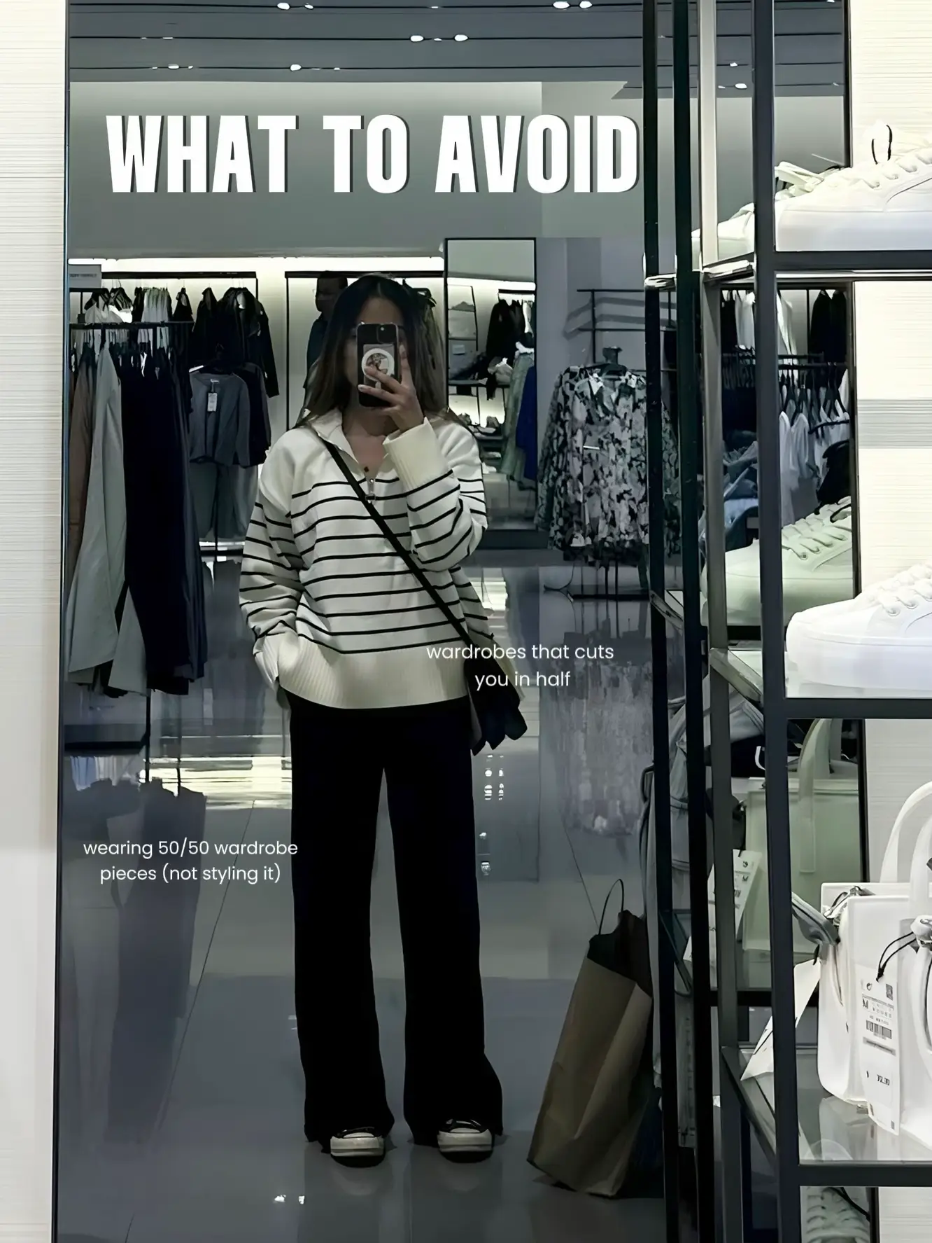  A woman taking a selfie in a store.