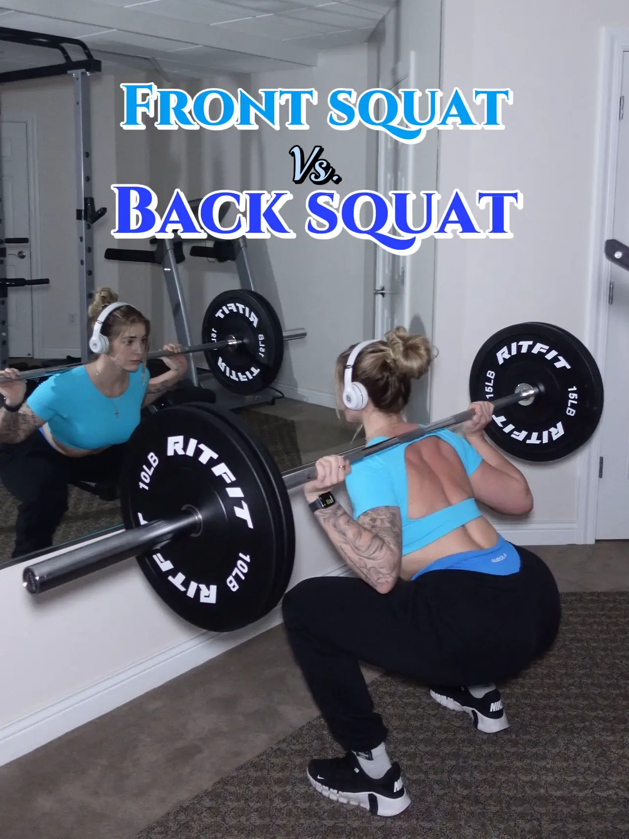 BARBELL SQUATS (BACK/FRONT)  Anyone who trained with me knows it very well  that I always prefer free weights over machines due to their fix angles and  as a result it puts