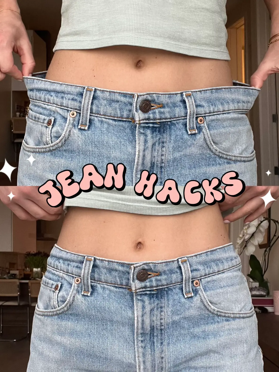 pants waist hack you need to try! 💗 Here's a quick fix for jeans tha, Jeans Hacks Waist
