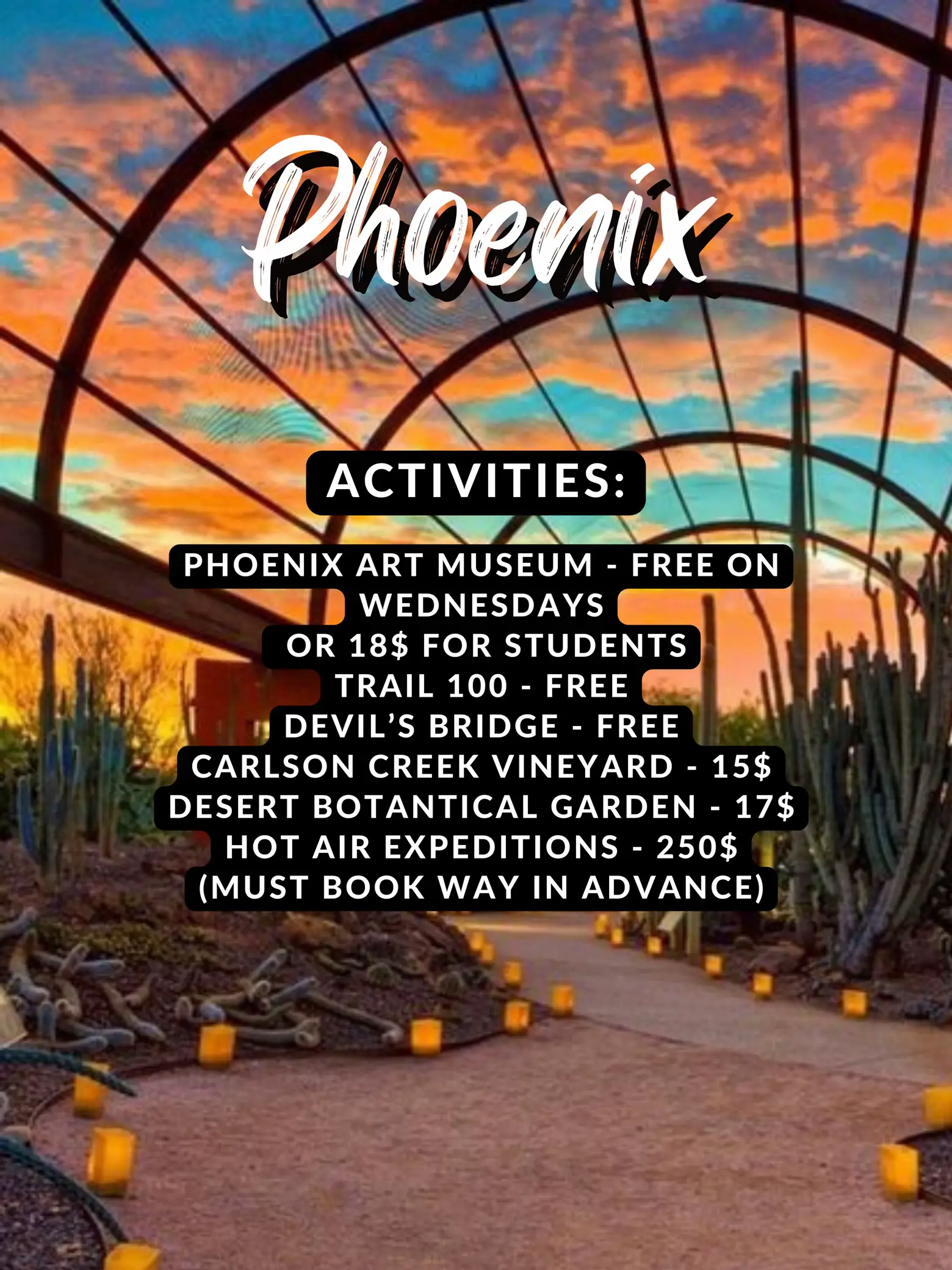  A list of free activities in Phoenix including
