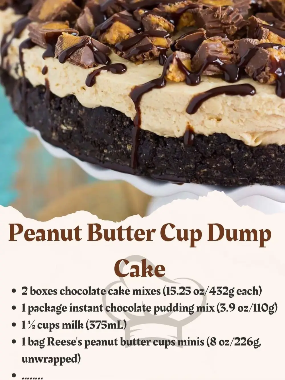 Peanut butter cup dump cake Gallery posted by Dee dee duhhh Lemon8