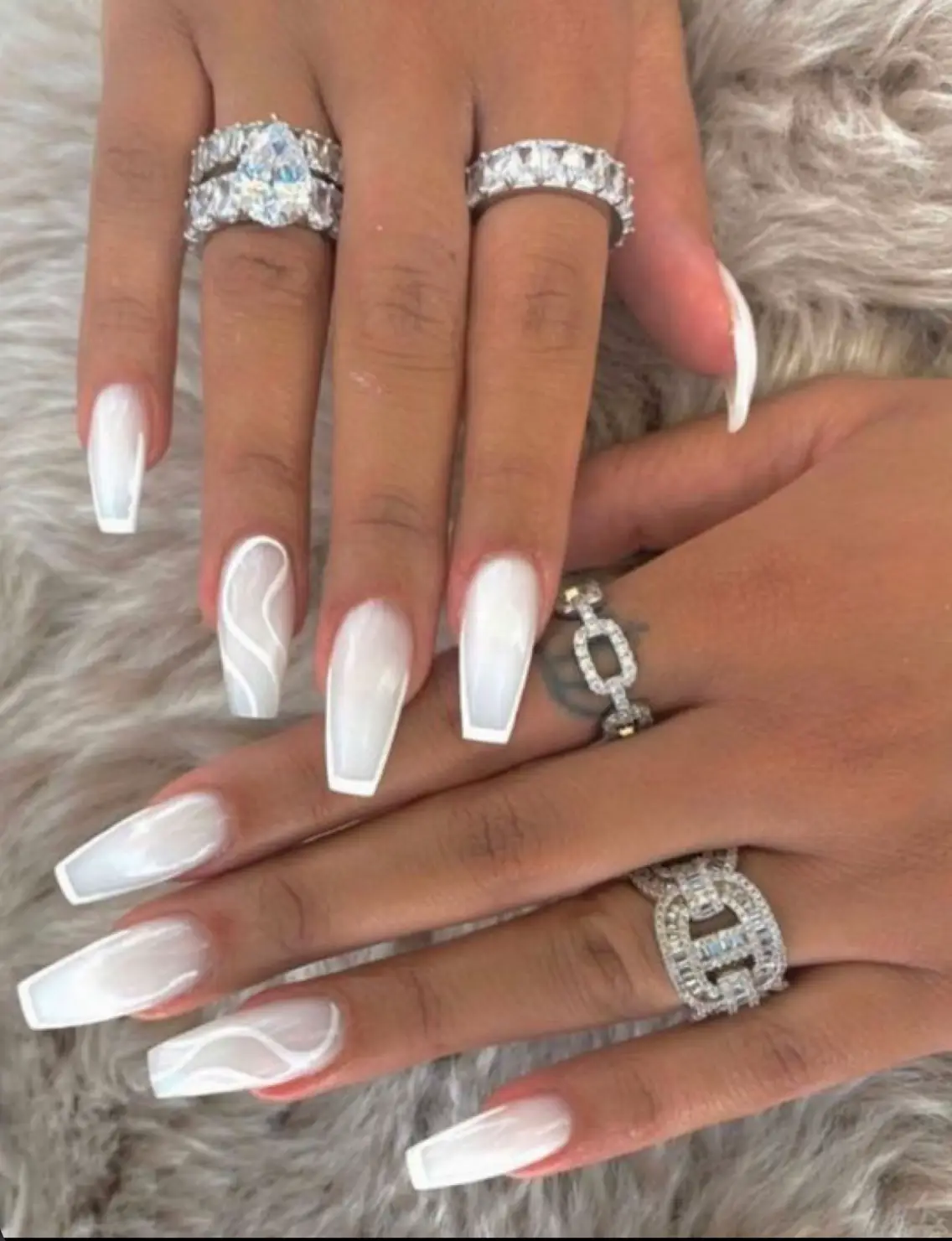 White Nails with Gold Line Deaign Lemon8 Search