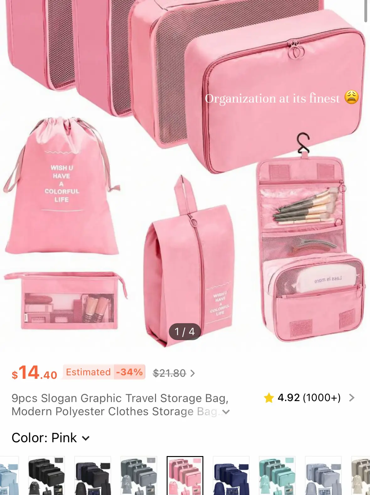 7pcs/set Polyester Travel Storage Bag, Minimalist Slogan Graphic Luggage  Packing Organizer For Travel Accessory