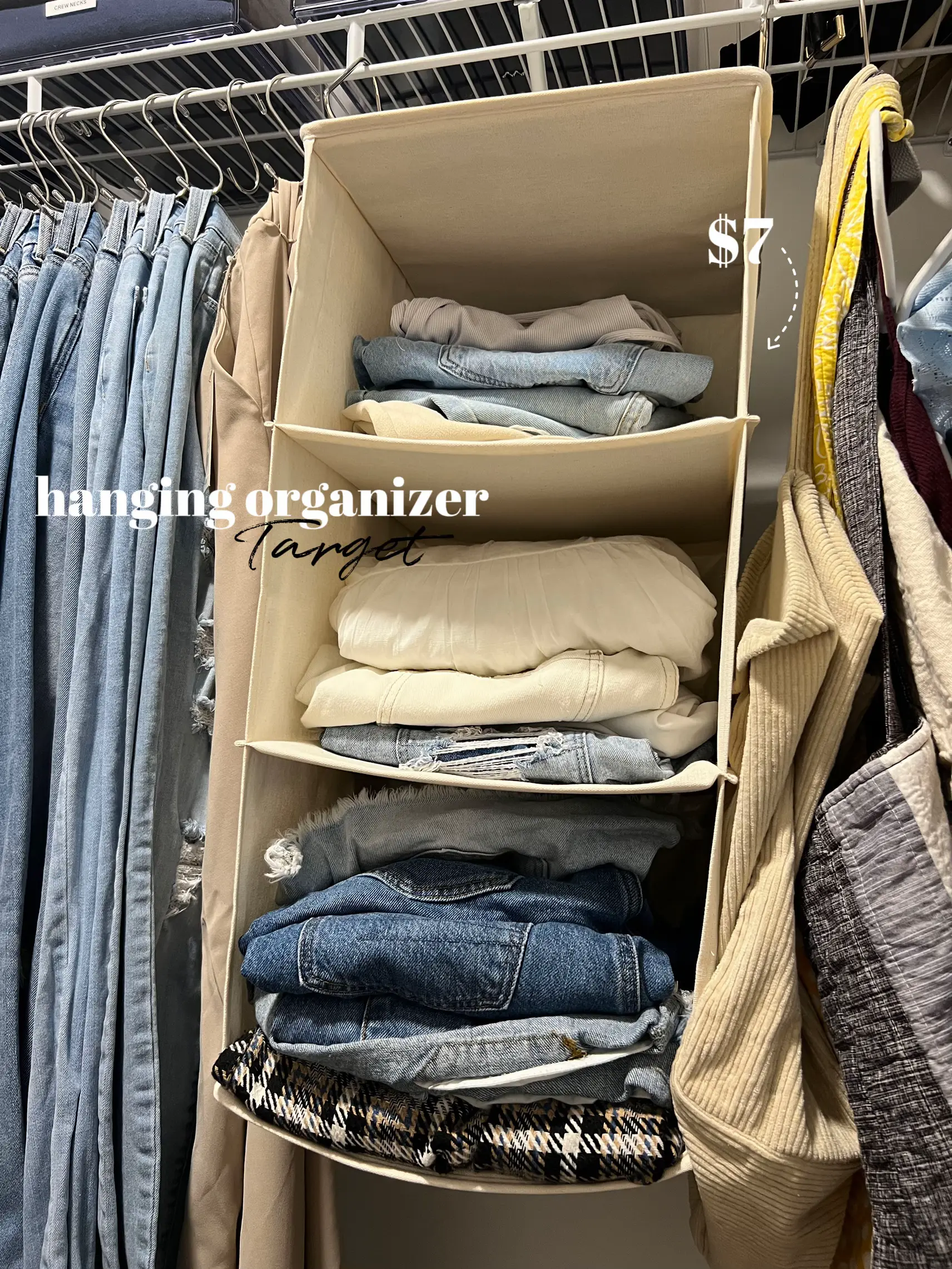 How to hang your jeans & stay organized with “S” hooks from . ✨ I  like my labels to show so I can see which pair of jeans I