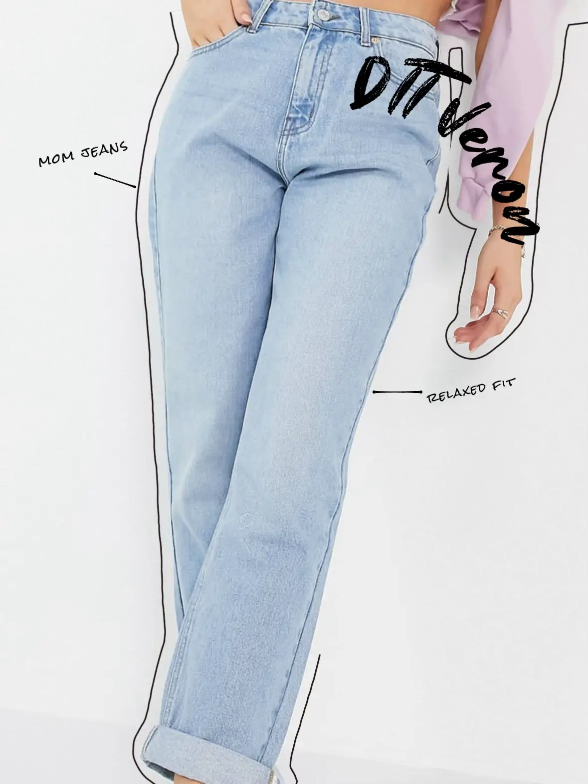 DON'T THINK TWICE PETITE DTT Petite Veron Relaxed Fit Mom Jeans In Light  Blue Wash for Women