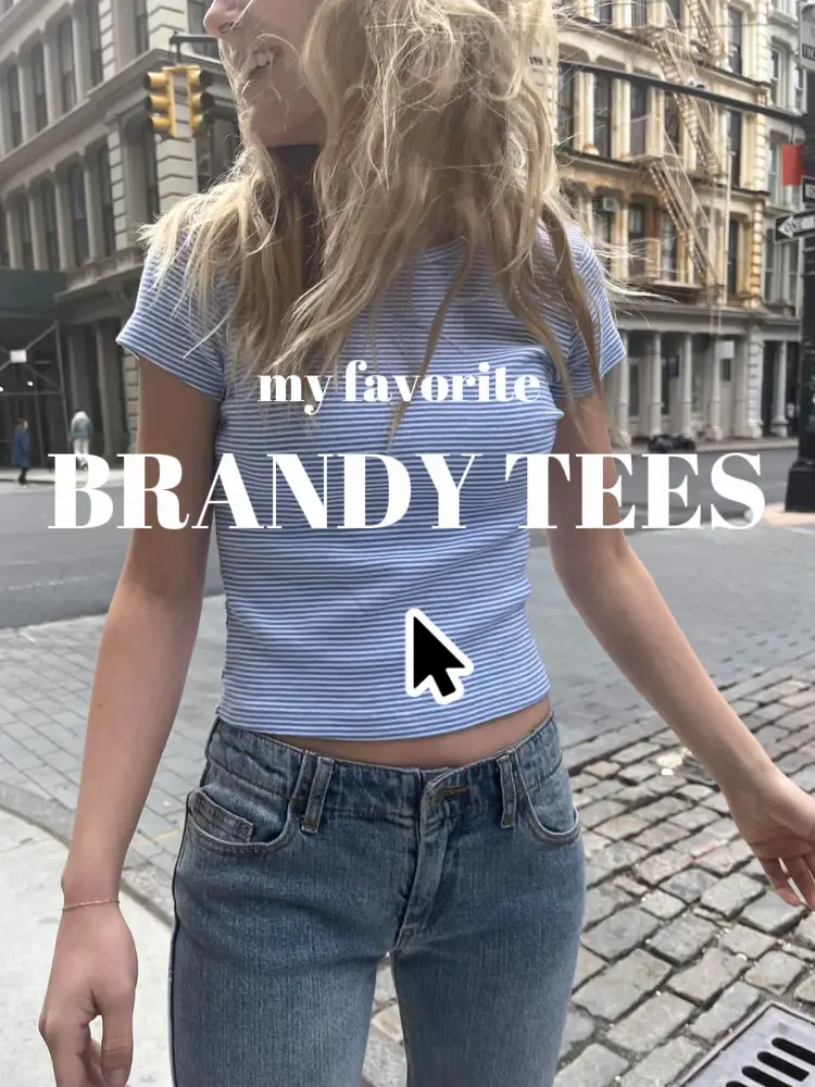 Brandy Melville Long Sleeve T Shirt, Navy Blue w/multi color stripes, One  size