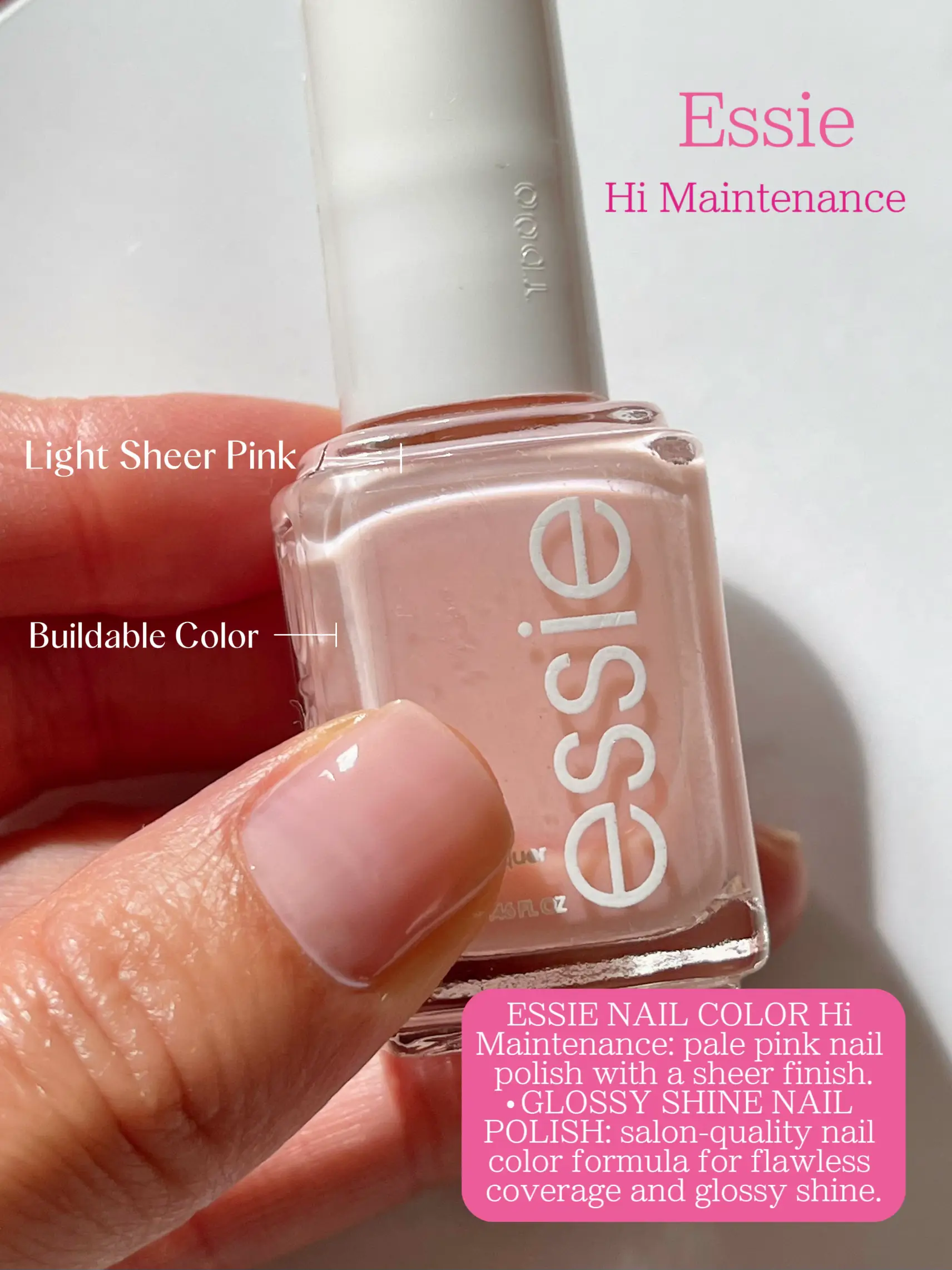 ESSIE Nail Polish Lacquer Hi Maintenance 0.5 oz 633 Sheer Pink