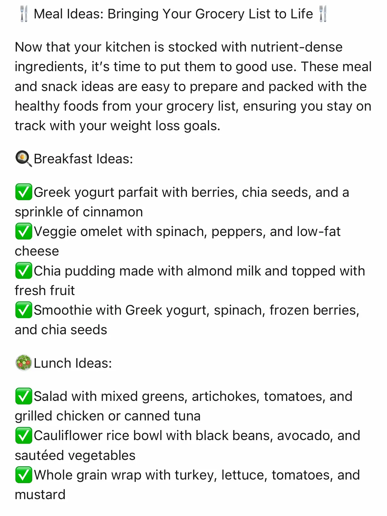 DietitianApproved Weight Loss Grocery List! 🛒🥗🍗🍝🍿 Gallery posted by