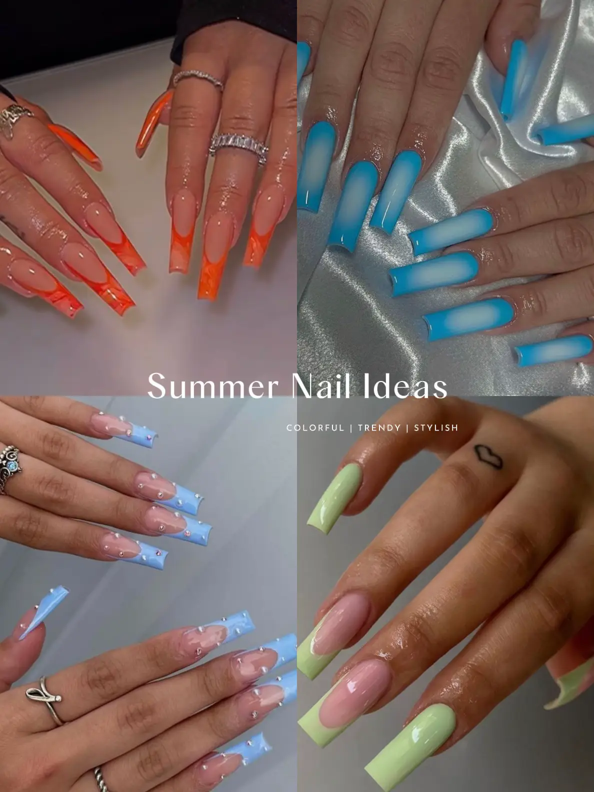 Trendy summer store acrylic nails