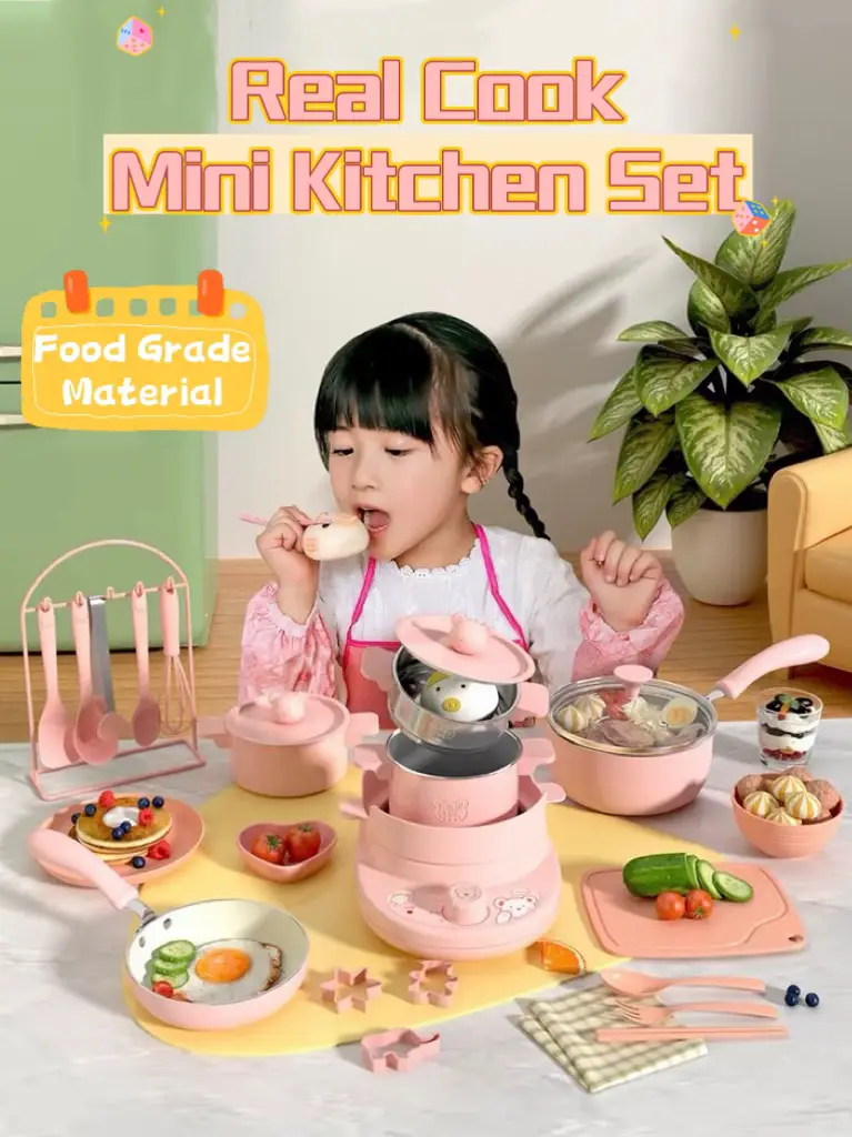 Mini Kitchen Set Kids Real Cooking