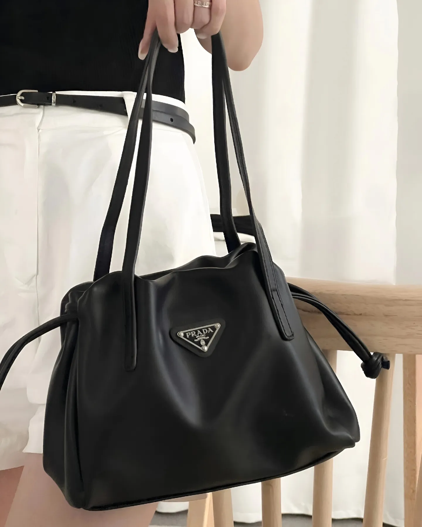 CELINE Black Grained Calfskin Leather Small Big Bag w/ Strap Tote Bag -  $2,950