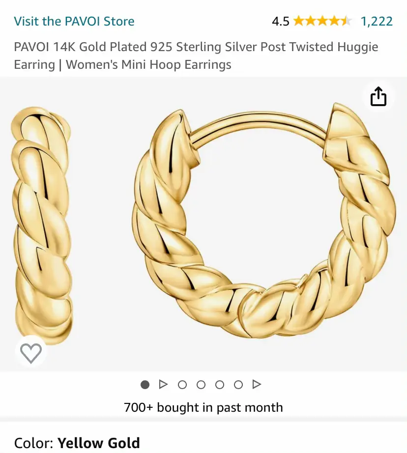 PAVOI 14K Gold Plated 925 Sterling Silver Post Cubic Zirconia Hoop Earrings  30/15mm