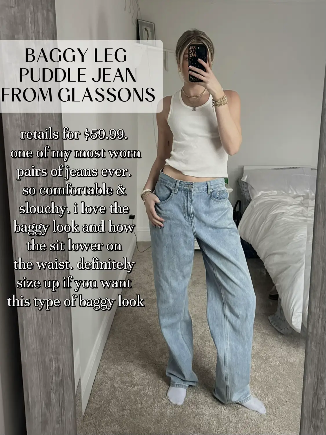 Hailey Bieber Wore a Tiny White Tank Top With the Baggiest Puddle Pants
