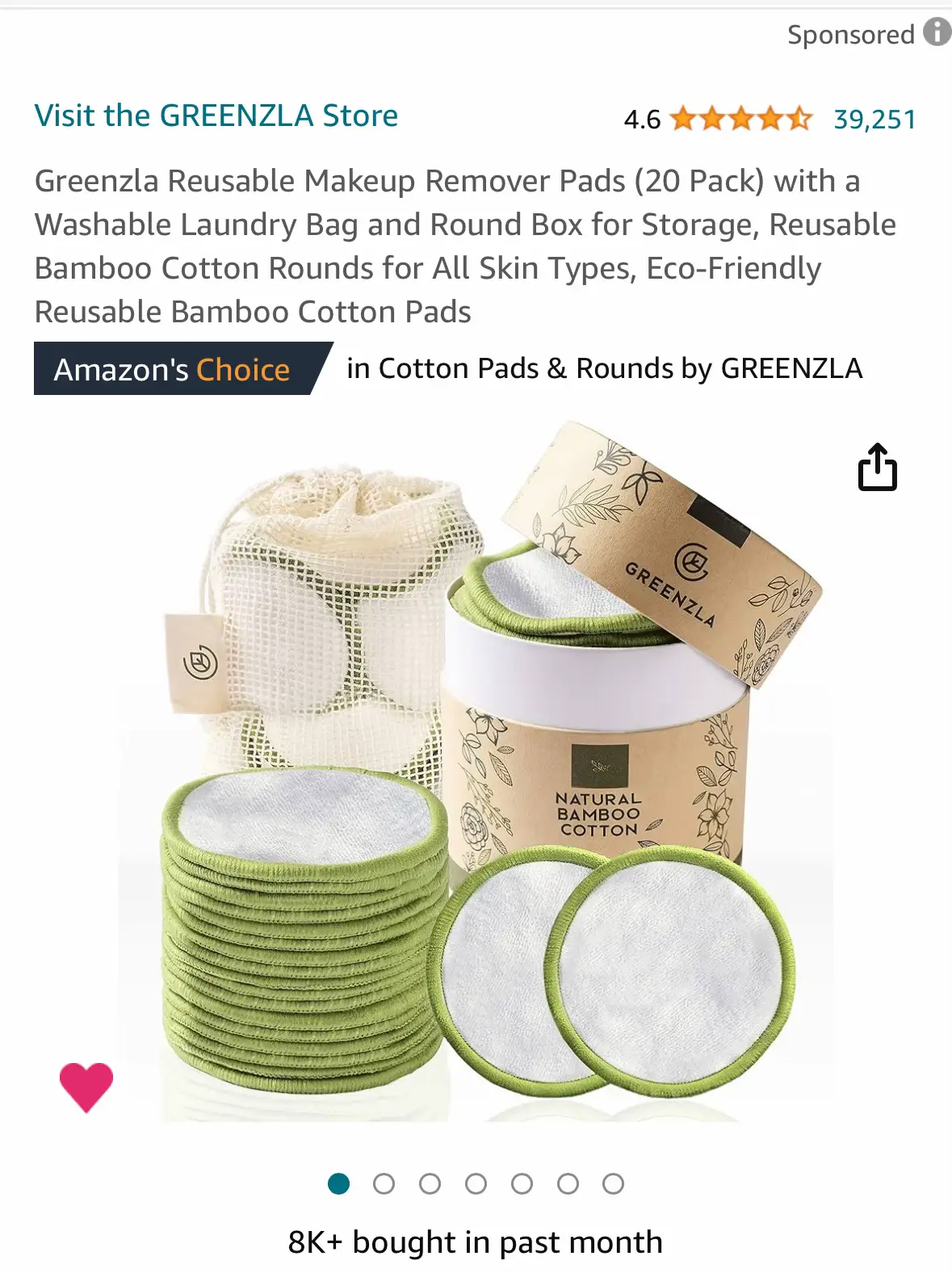 Greenzla Reusable Makeup Remover Pads (20 Pack) with a Washable Laundry Bag  and Round Box for Storage, Reusable Bamboo Cotton Rounds for All Skin