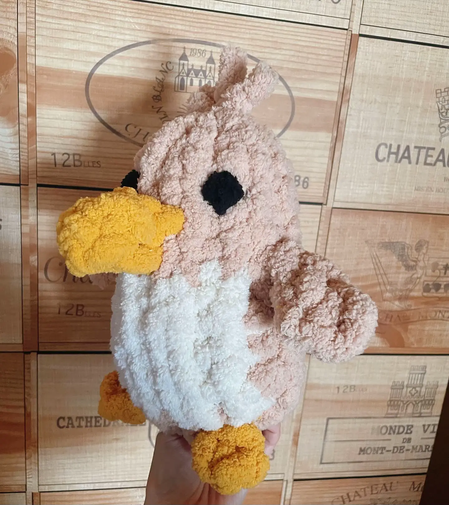 Cute duck made with finger knitting🦆 Gallery posted by katyfarm🐿️
