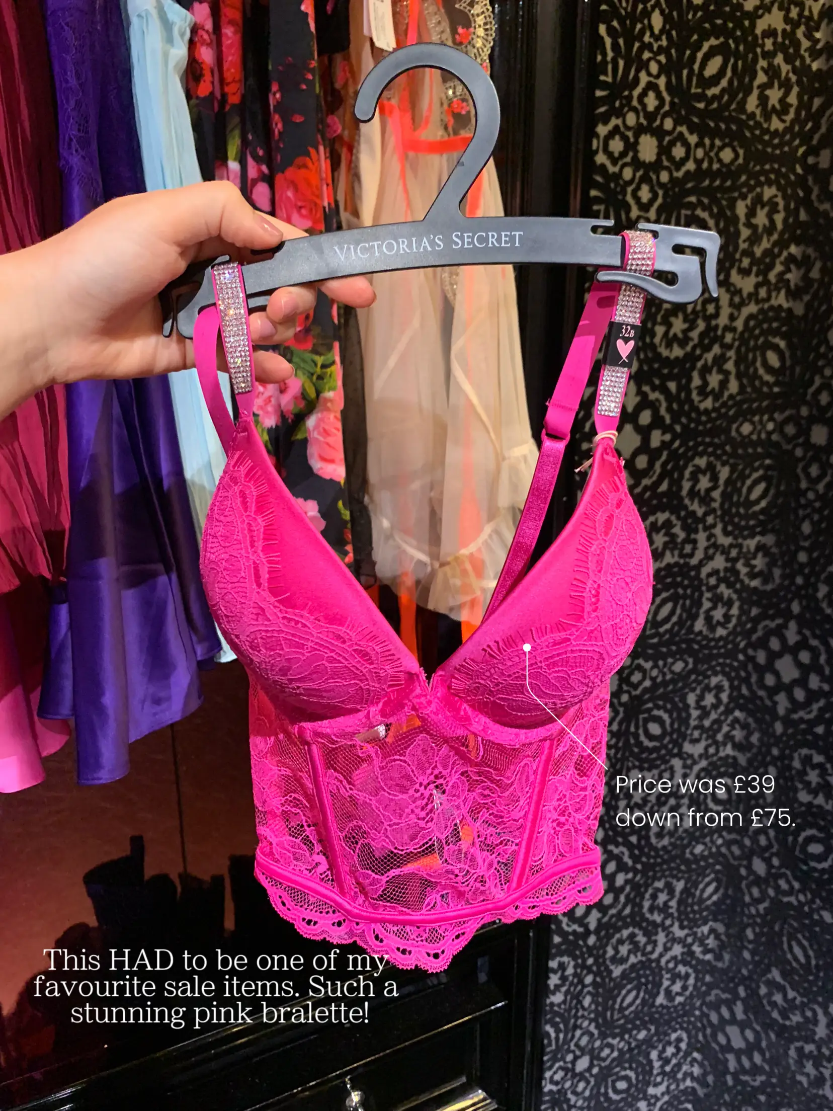 Honey B Satin Dreams Bra Set (32B/S, Pink) at  Women's Clothing store
