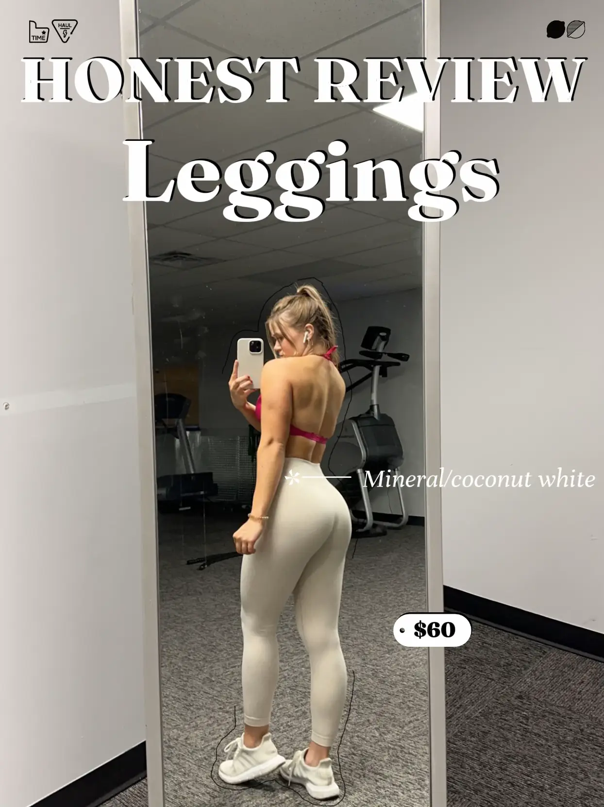 Gymshark Women's Two-Tone Grey Crossover Waist Leggings Size XS