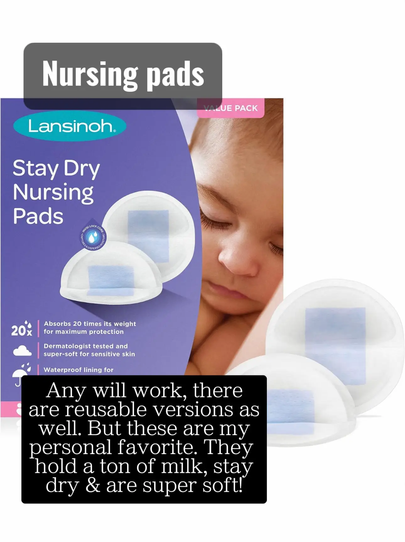 Lansinoh Disposable Stay Dry Nursing Pads 36 per Box, 64 total