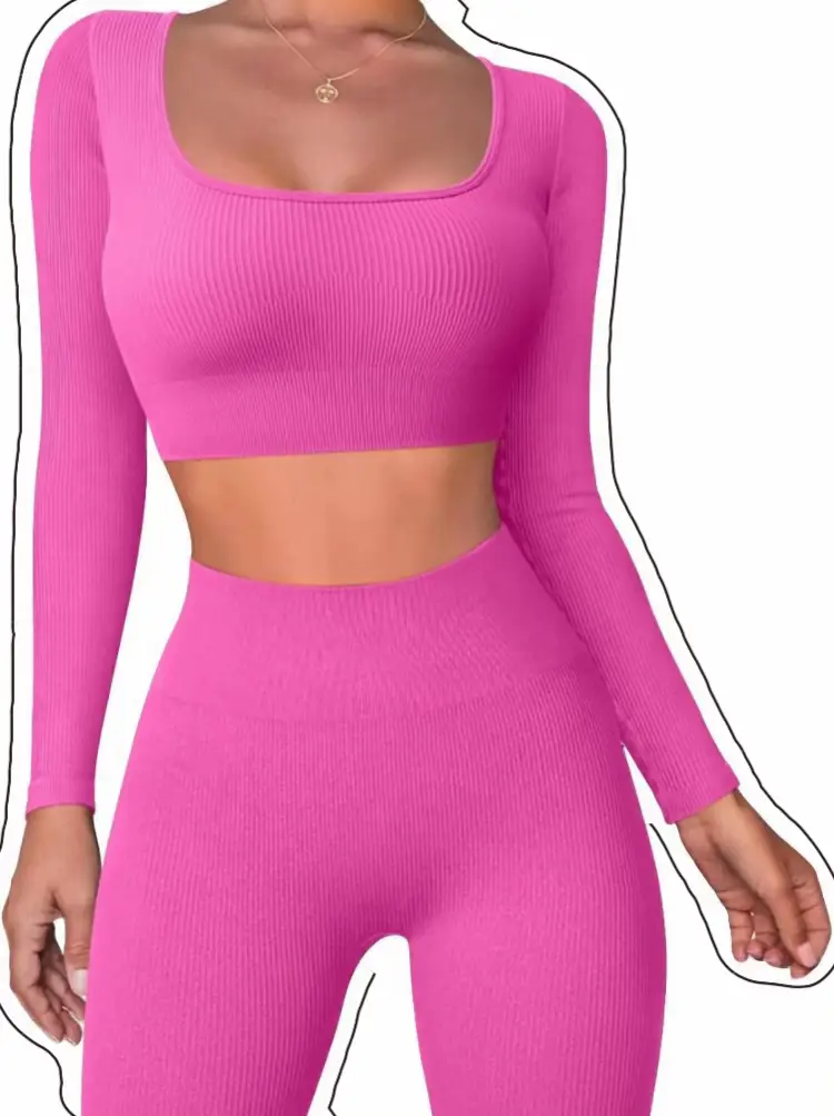 Sunzel Women's One Piece Zip Up Jumpsuits Long Sleeve Ribbed Yoga Gym  Workout Leggings Tummy Control Bodysuit Bodycon Rompers, Hot Pink, S :  : Fashion