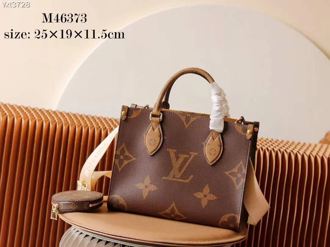 on The Go PM Tote Bag M46373, Brown, One Size