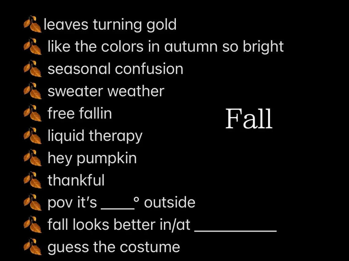  A list of words and seasons.