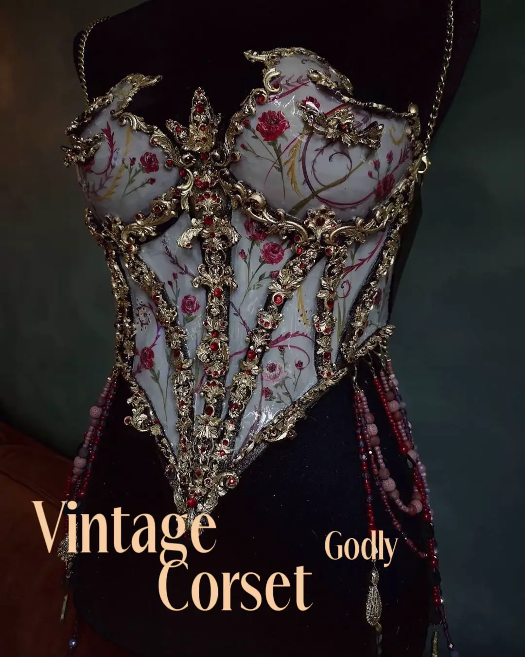 Vintage La Perla halter neck corset with flowers details at