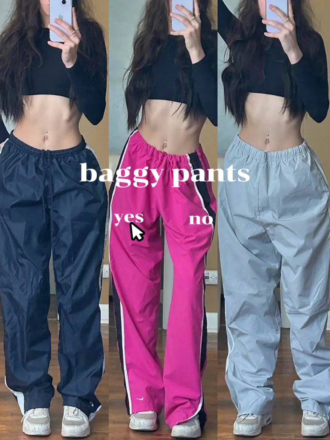 DISCIPBUSH Cargo Pants Women Baggy - Parachute Pants for Women / Navy Blue  Large