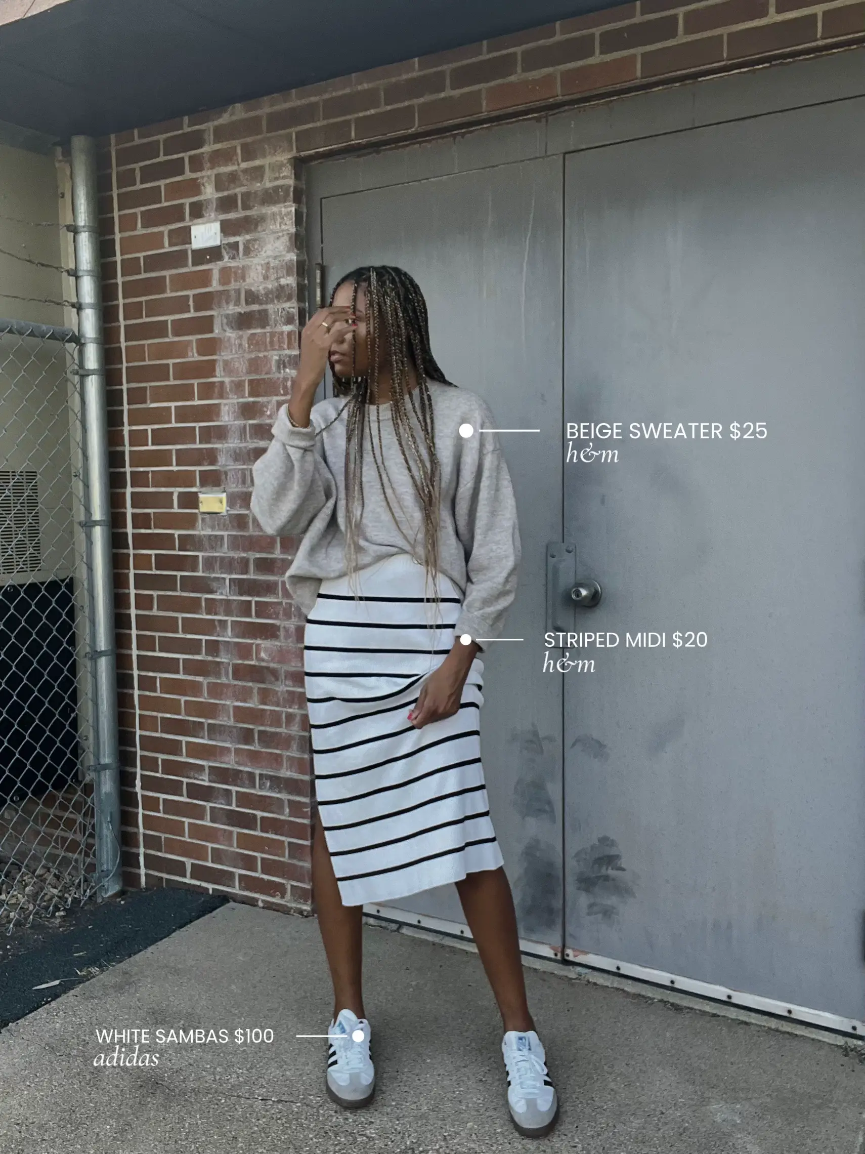 H and 2025 m striped skirt