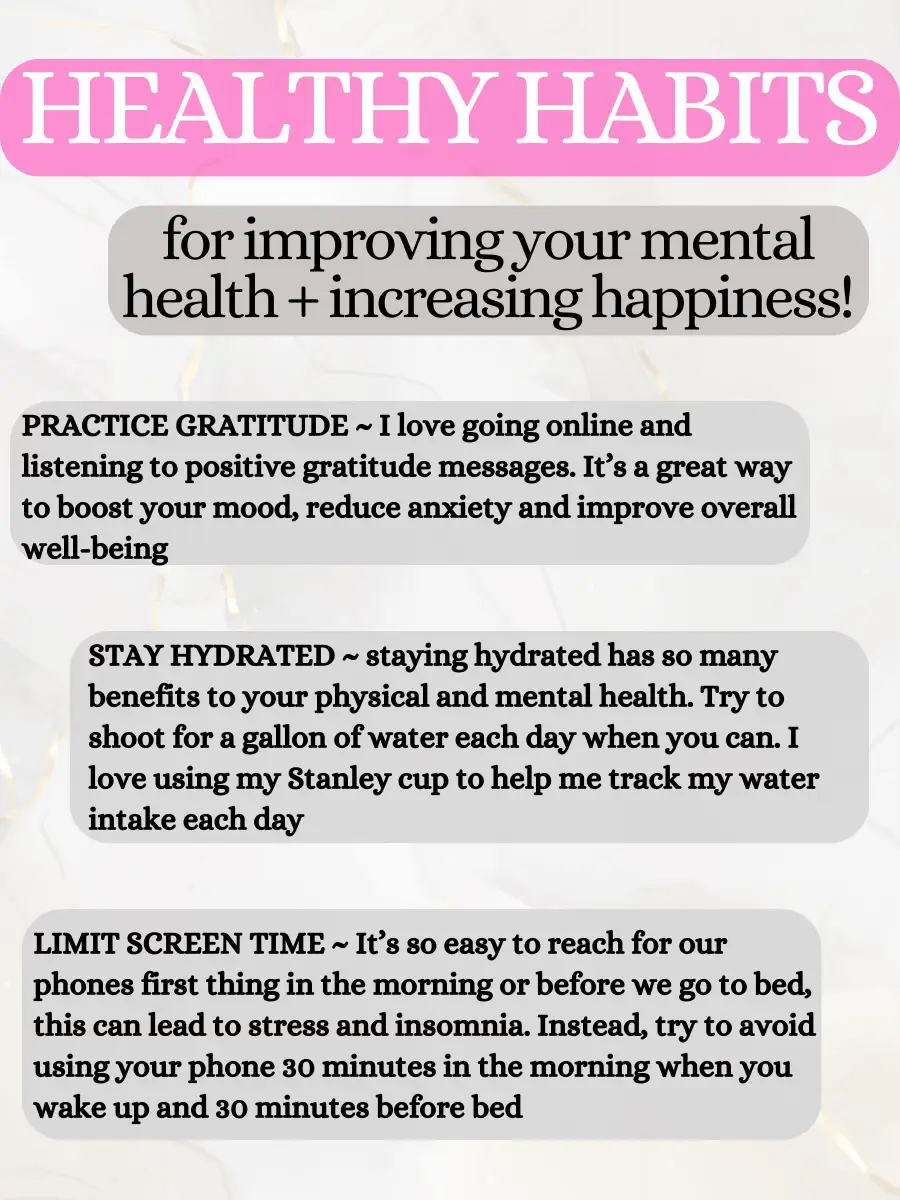 HEALTHY HABITS TO IMPROVE MENTAL HEALTH+HAPPINESS, Gallery posted by Cleo  Natalie