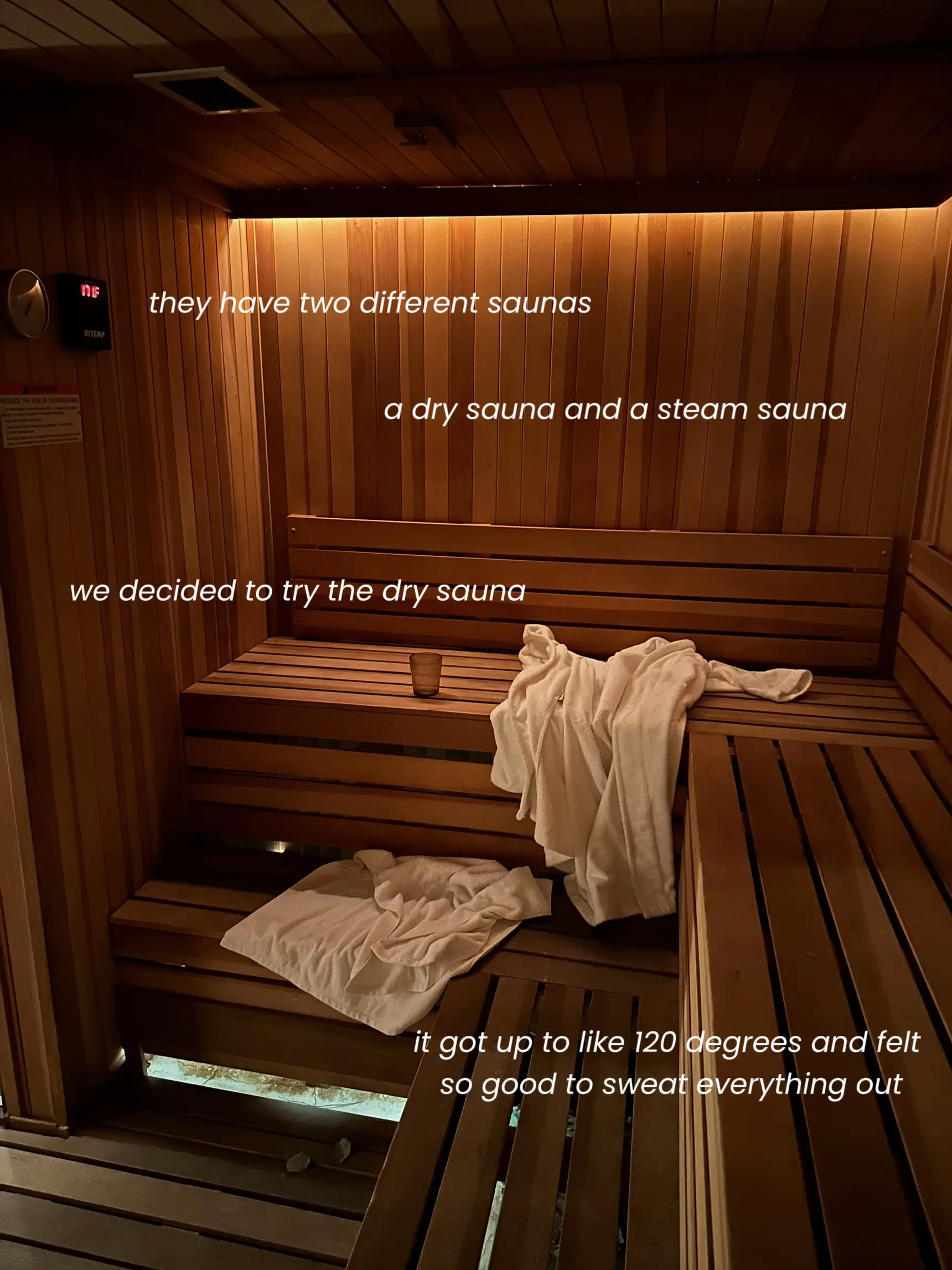  A text describing two different saunas