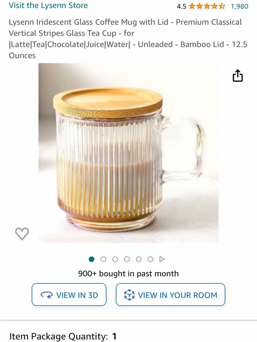 Lysenn Iridescent Glass Coffee Mug with Lid - Premium Classical Vertical  Stripes Glass Tea Cup - for, Latte, Tea, Chocolate, Juice, Water