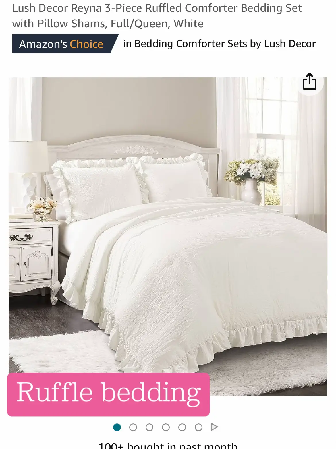 Lush Decor Reyna Ruffle Sheet Set - Queen - White