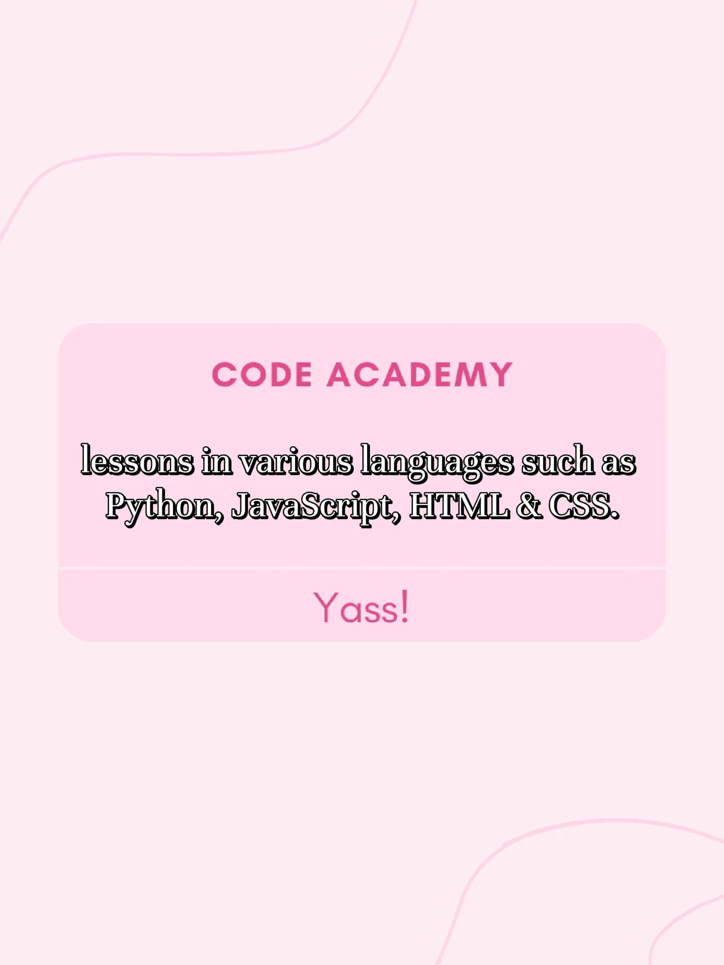  A white background with a pink text that says "Code Academy".