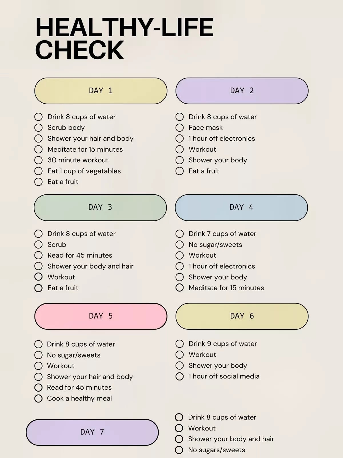 6-day Healthy Checklist For A Better Life | Gallery Posted By StrikeFit ...