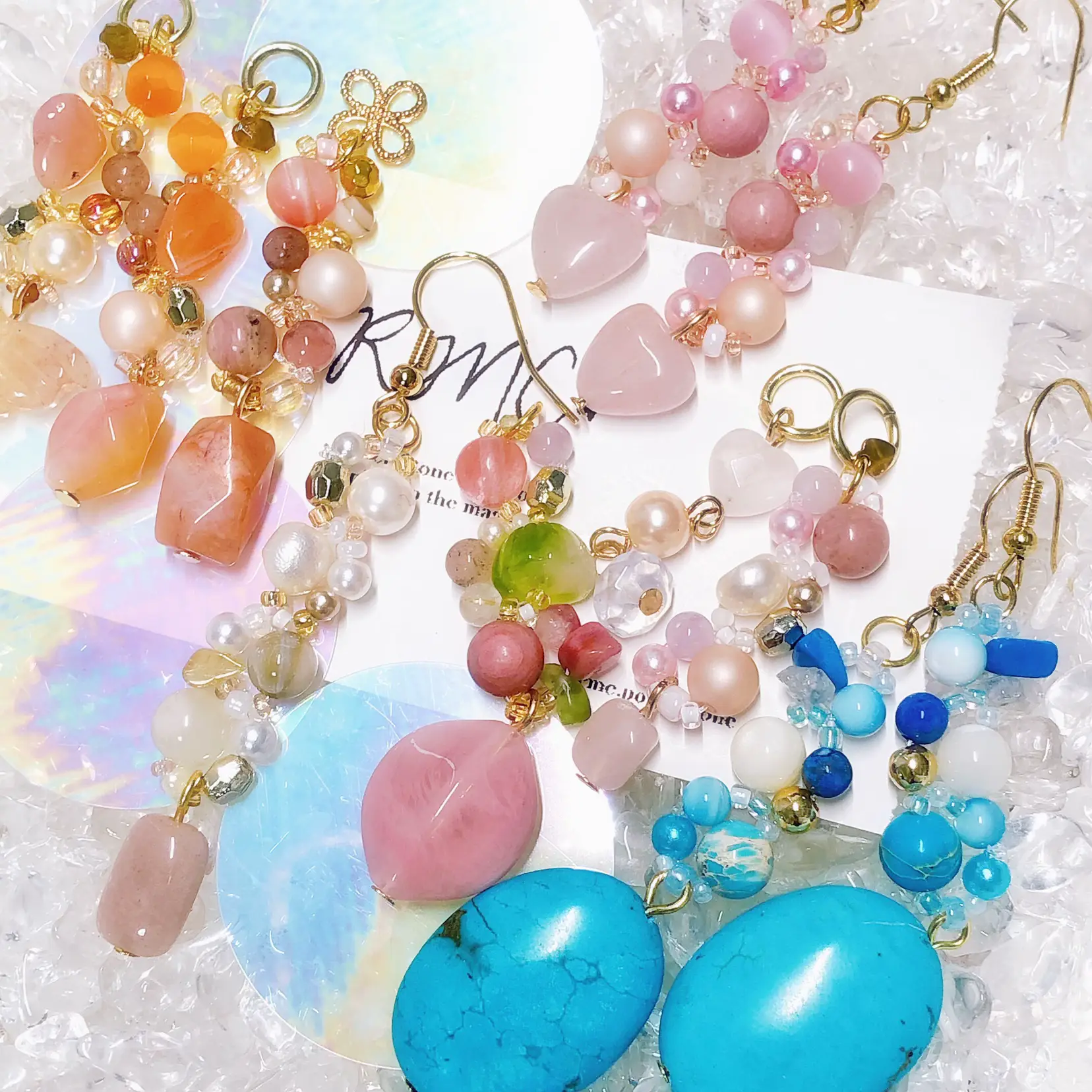 大人かわいい♡チャーム キラキラアクアマリン （大人かわいい♡天然石 