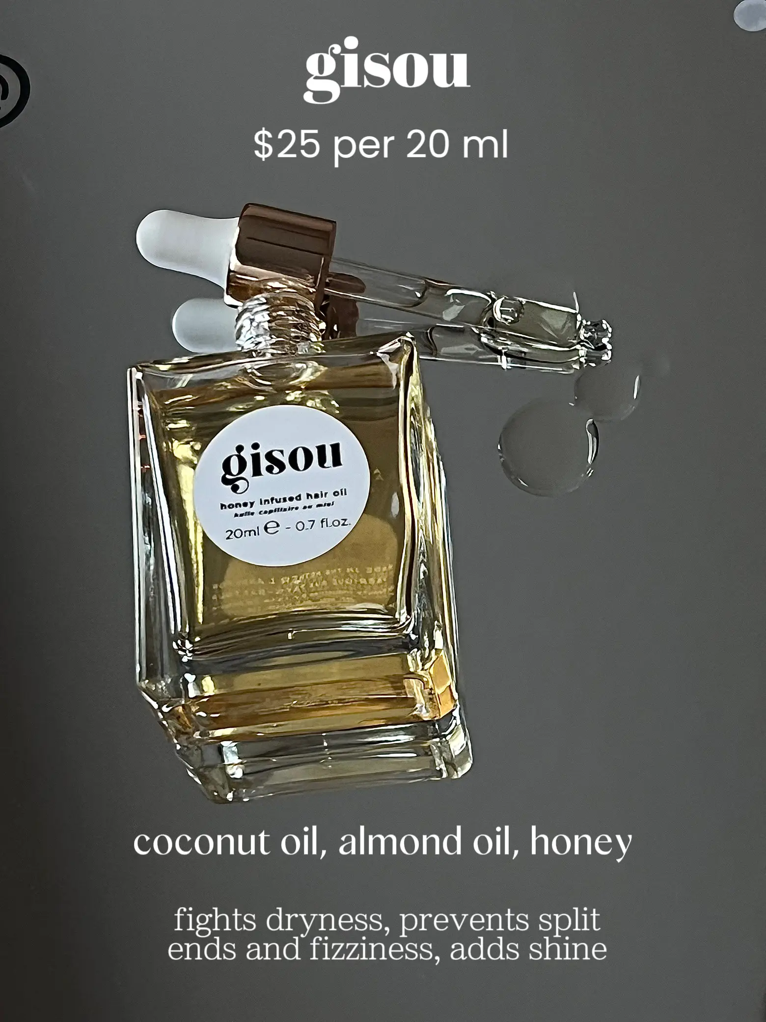 Olio per capelli al miele Gisou - 0,7 once, 20 ml
