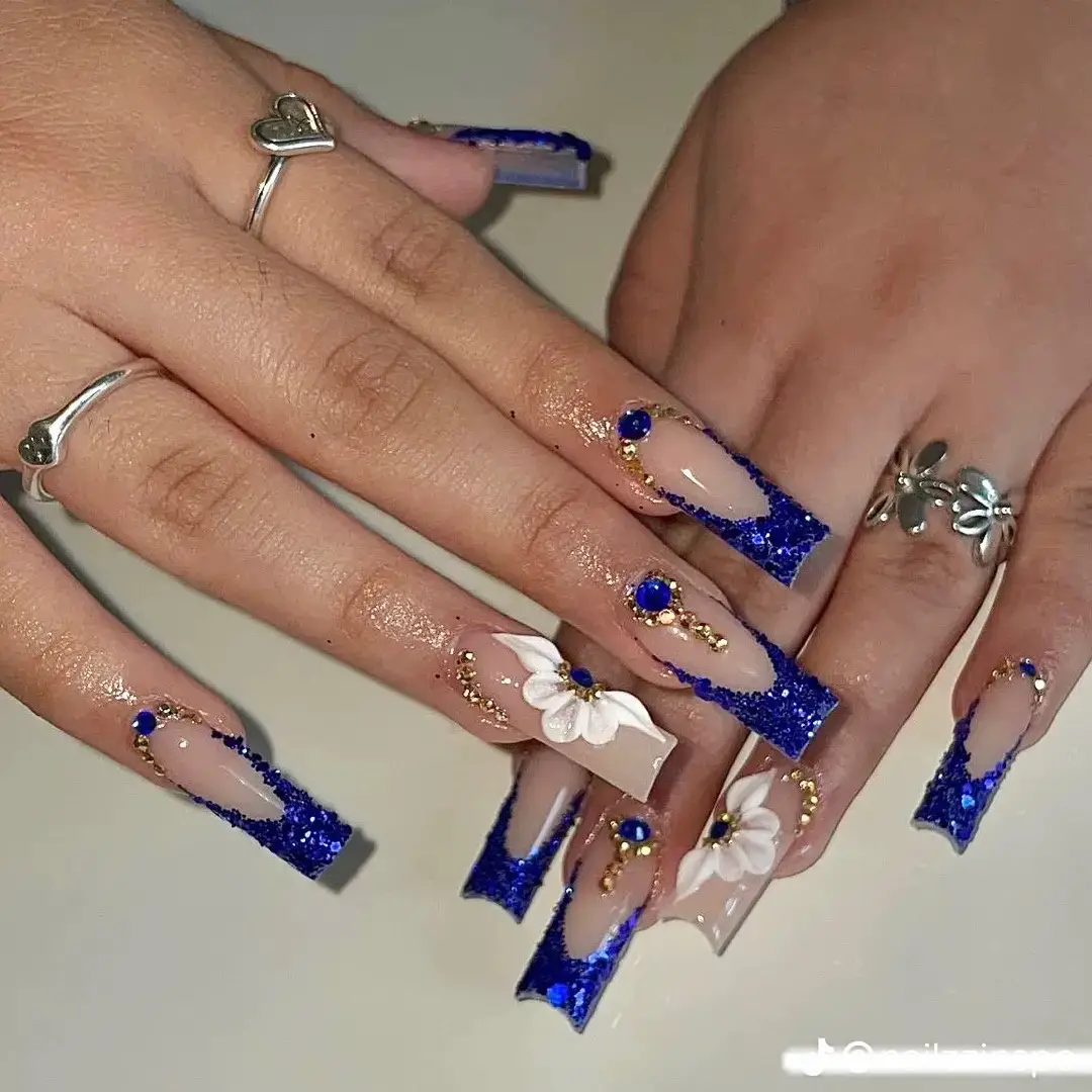 20 top navy blue acrylic nail designs ideas in 2024