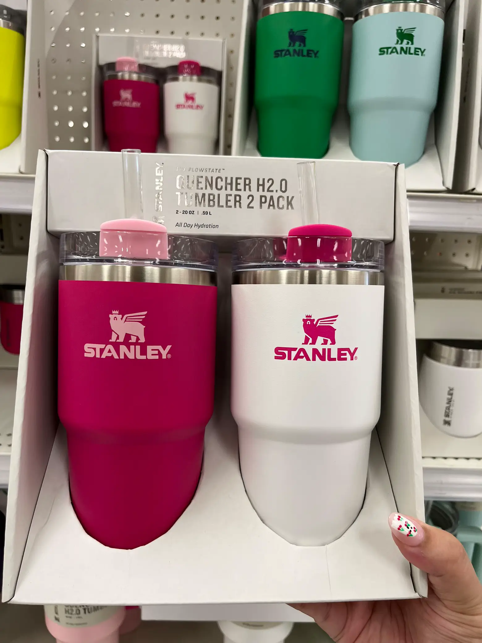 Stanley 2pk 20oz Stainless Steel H2.0 Flowstate Quencher Tumblers Pink &  White