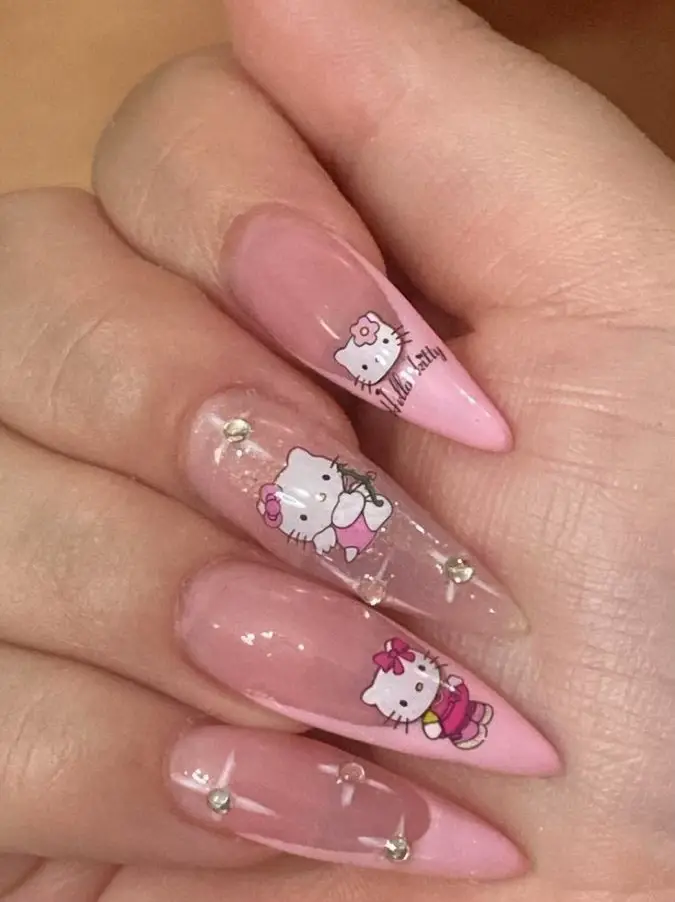 nails long hello kitty y2k - Lemon8 Search