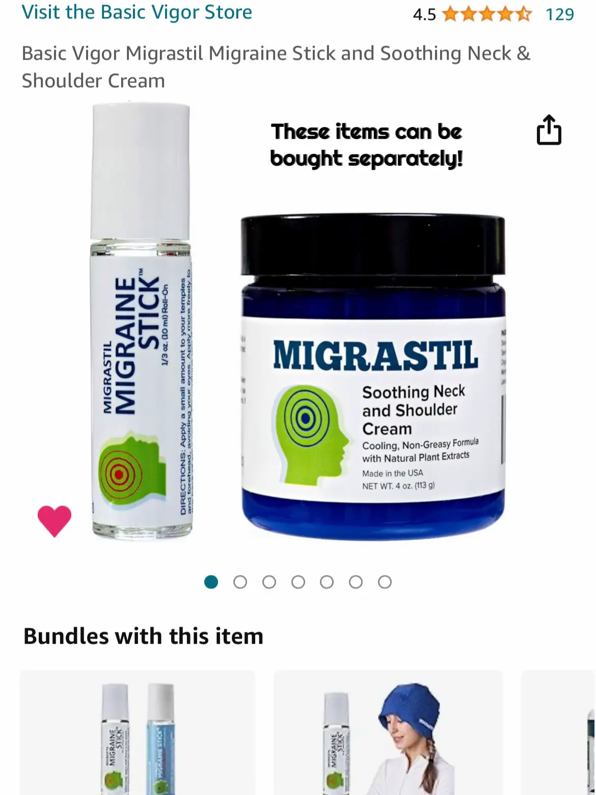 Basic Vigor Migrastil Migraine Stick® 3-Pack from Natural Migraine Roll-on.  Made in The USA. with Peppermint, Spearmint and Lavender Essential Oils.