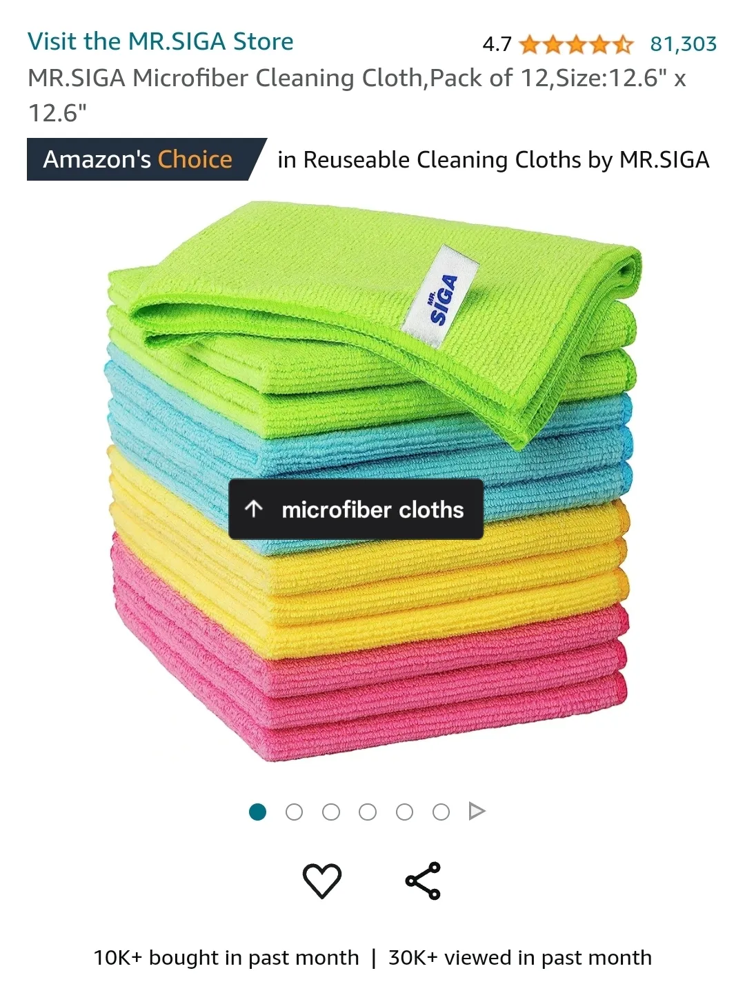 Wholesale MR.SIGA Microfiber Cleaning Cloth, Pack of 24, Size:12.6 x 12.6