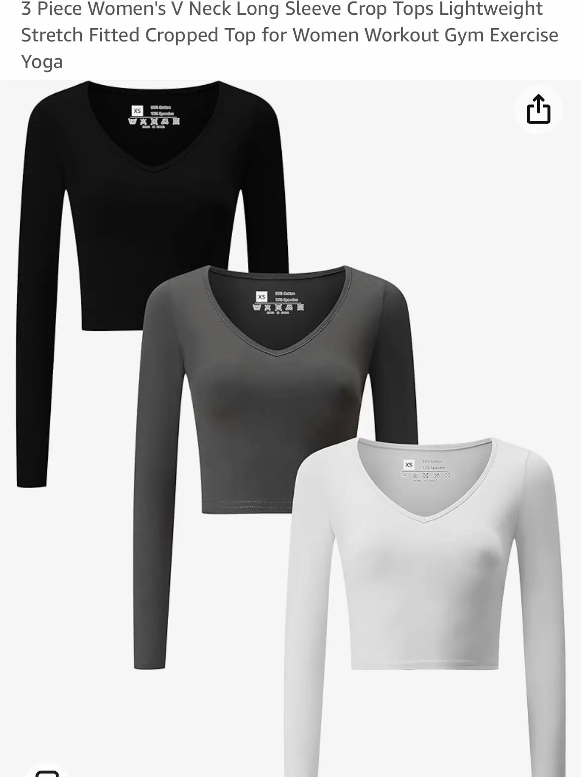 3 Piece Women's V Neck Long Sleeve Crop Tops Lightweight Stretch Fitted  Cropped Top for Women Workout Gym Exercise Yoga