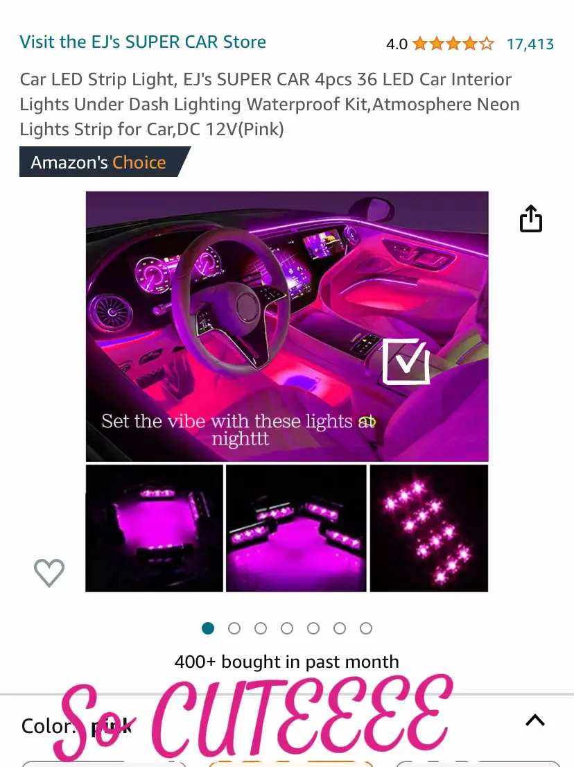  Car LED Strip Light, EJ's SUPER CAR 4pcs 36 LED Car Interior  Lights Under Dash Lighting Waterproof Kit,Atmosphere Neon Lights Strip for  Car,DC 12V(Blue) : Automotive