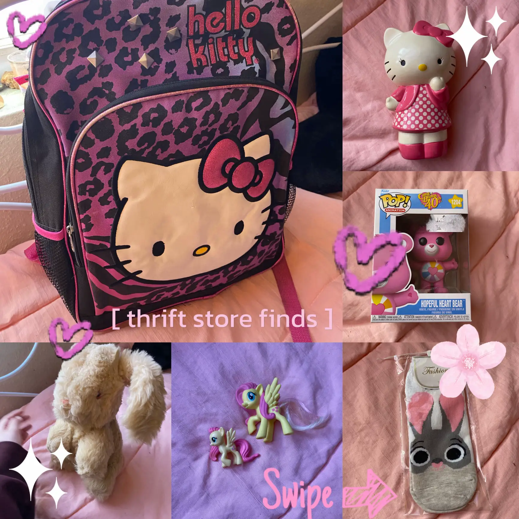 Sanrio Hello Kitty Build A Bear Pink Plush Heart Foot 18” Bow Pajamas Tote  Ret.