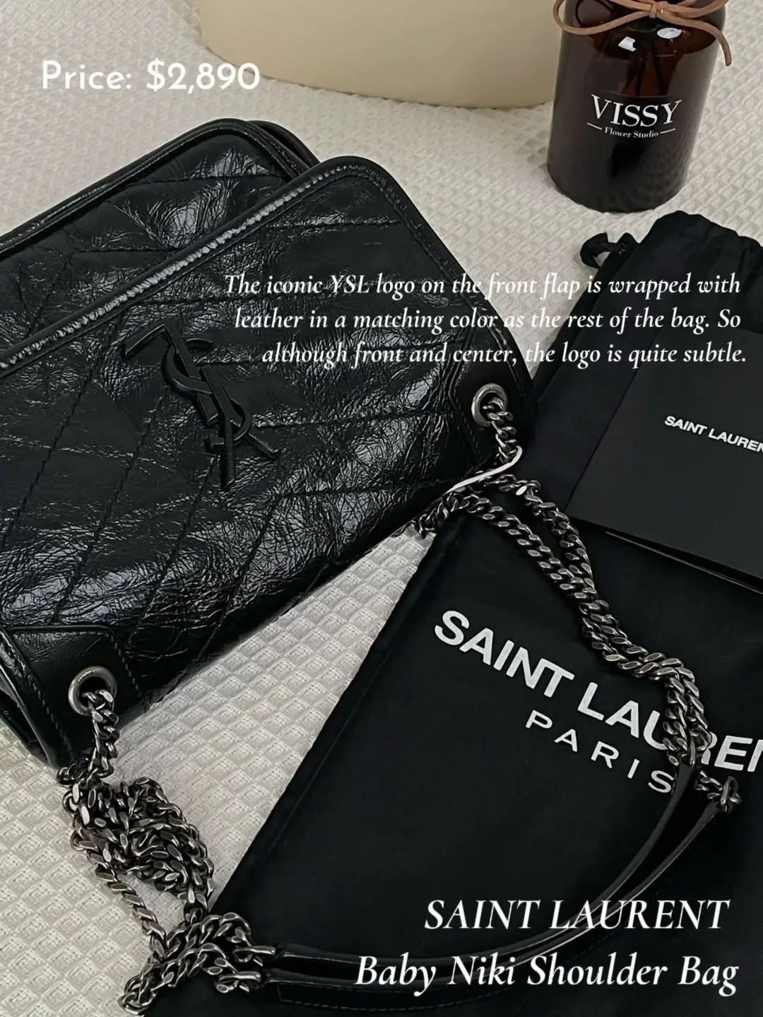 SAINT LAURENT Niki Baby Chain Bag In Raffia And Leather